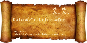 Kulcsár Krisztofer névjegykártya