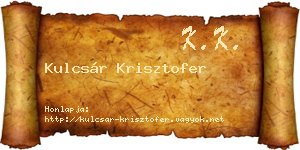 Kulcsár Krisztofer névjegykártya
